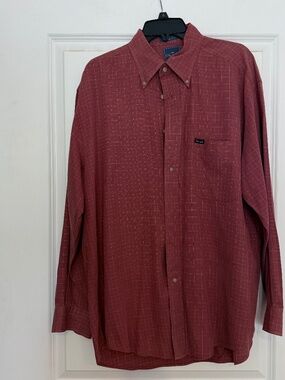 French Falconnable Mens Buttondown checkered Dress Shirt burnt Sienna size L